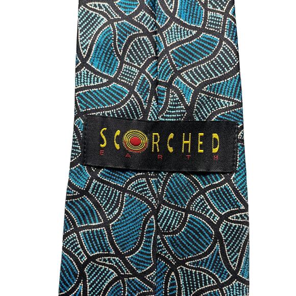 Scorched Earth Aboriginal Indigenous Art Design Tie Australia Blue Classic Width - Picture 3 of 6